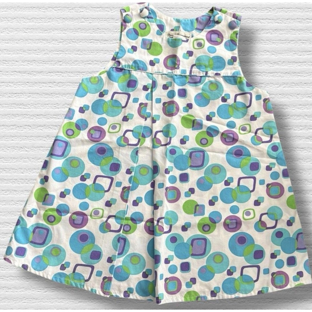 Amanda Remembered Girls Dress 3T Retro Geometric Purple Green Pleated Mardi Gras